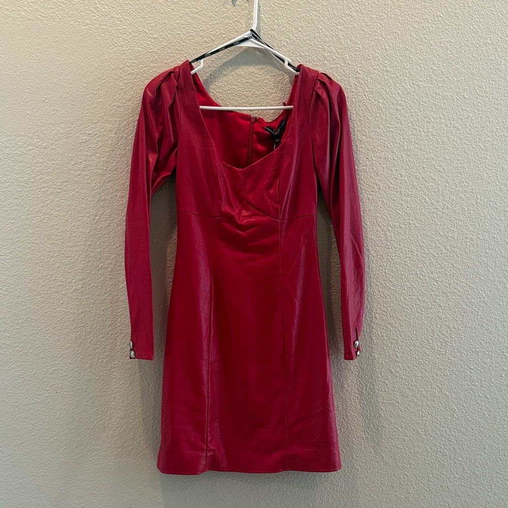 Guess Vibrant Red Long Sleeve Dress